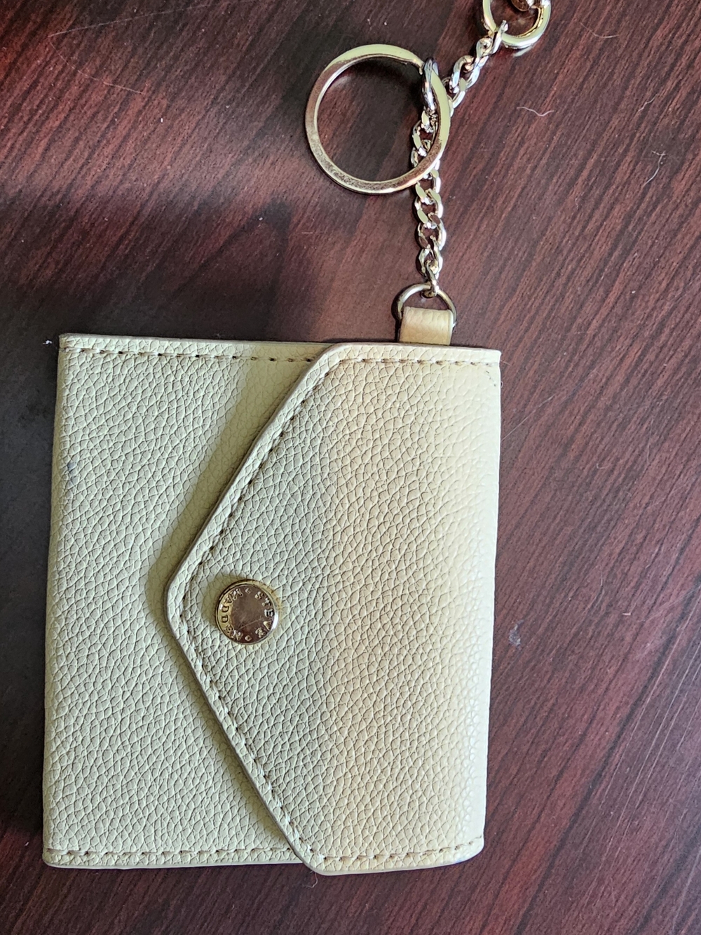 Steve Madden Cream Keychain Wallet with Gold Hardware